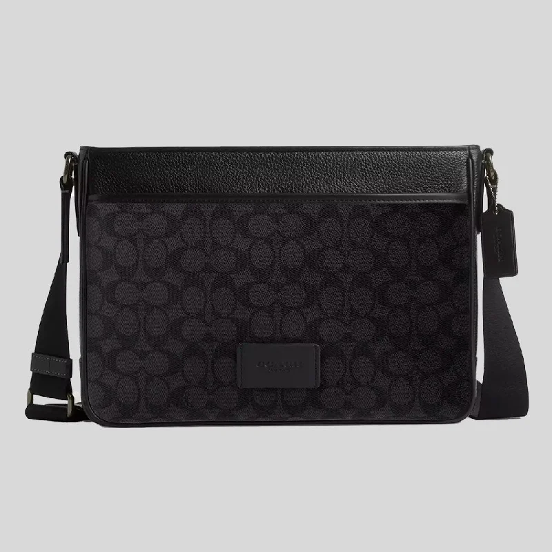 COACH District Crossbody Bag In Signature Canvas Charcoal/Black CV761