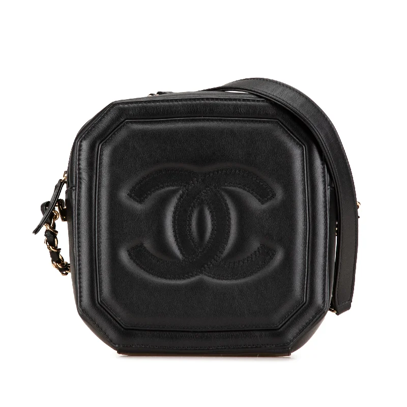 Black Chanel CC Quilted Lambskin Octagon Camera Case Crossbody Bag