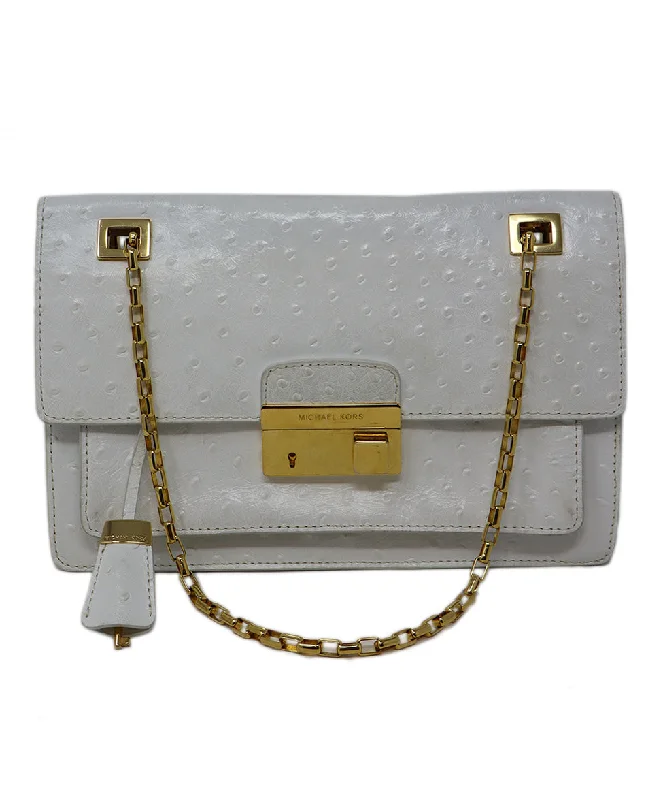 Michael Kors White Pressed Leather Shoulder Bag