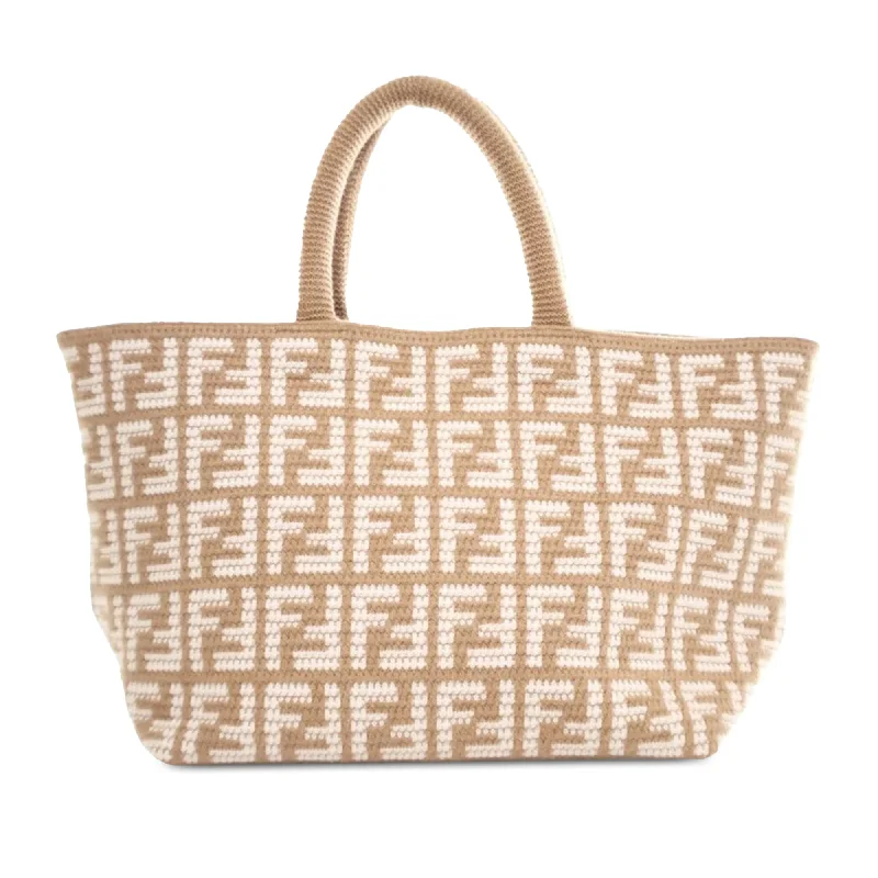 Brown Fendi Large Zucca Cashmere Shopper Tote