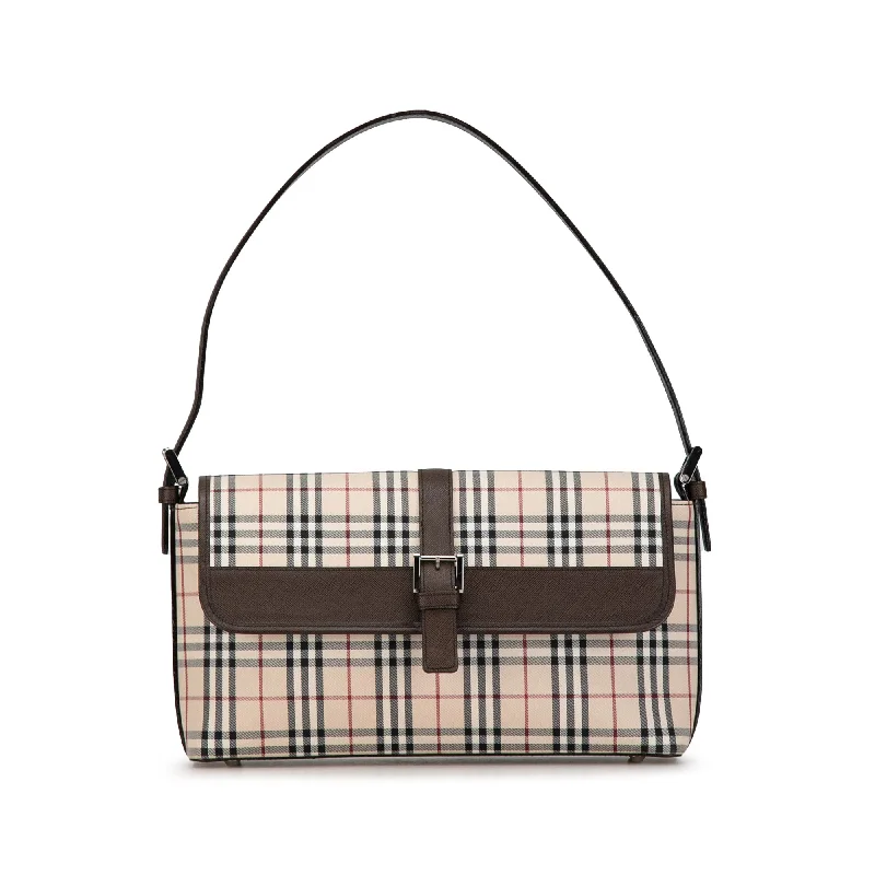 Brown Burberry House Check Canvas Shoulder Bag