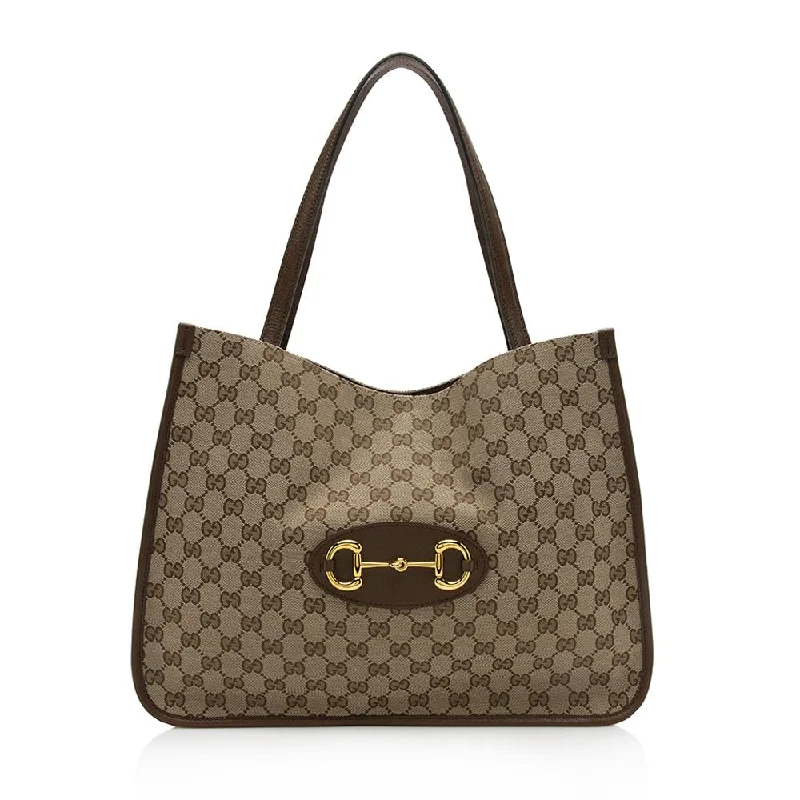 Gucci GG Canvas Leather Horsebit 1955 Tote (SHF-11689)