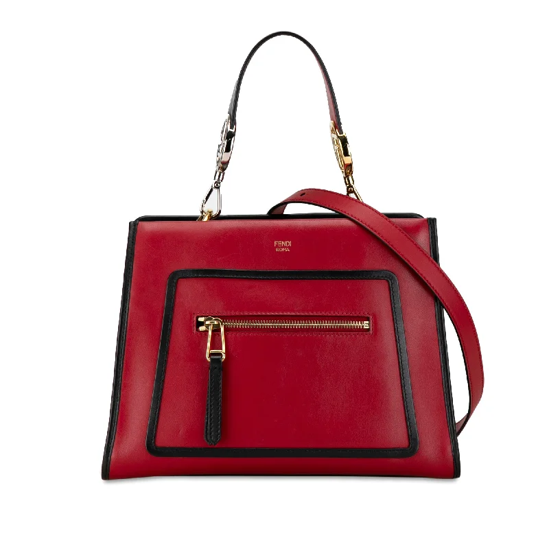 Red Fendi Small Leather Runaway Satchel