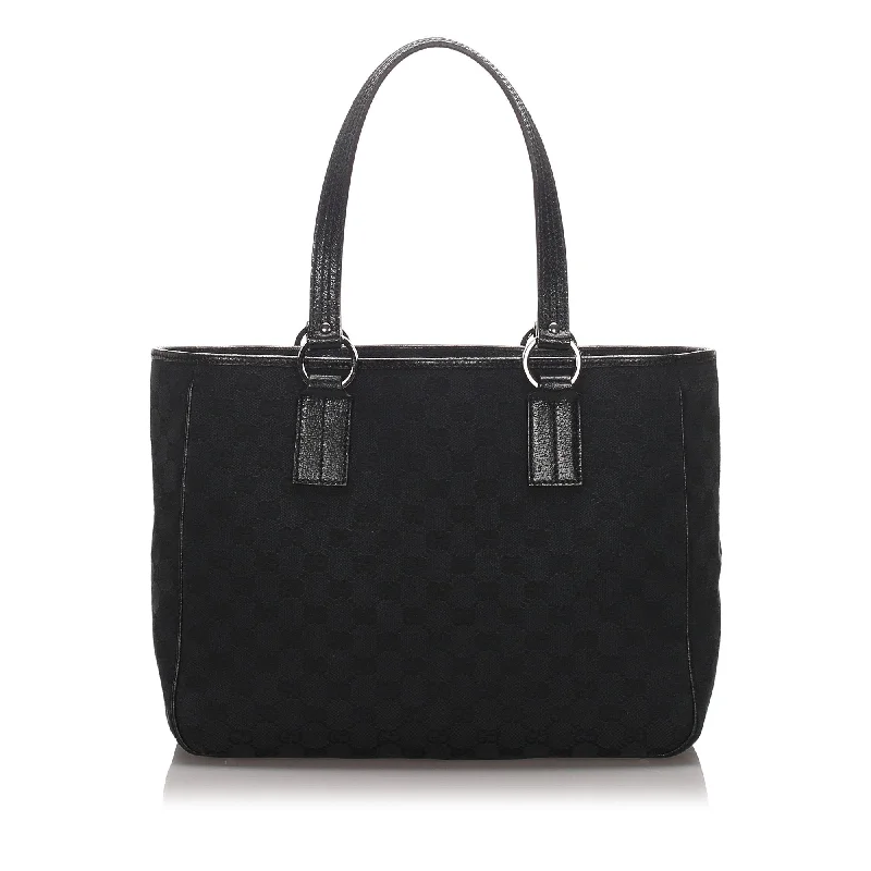 Gucci Black Canvas Fabric GG Tote Bag Italy