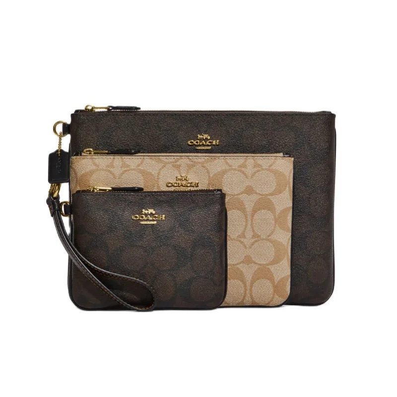 Coach CC864 Pouch Trio In Blocked Signature Canvas