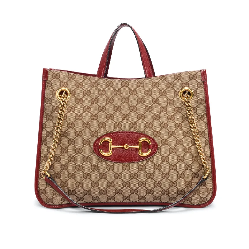 Gucci Red GG Canvas Horsebit Tote