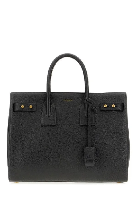 Black Calf Leather Sac De Jour Handbag