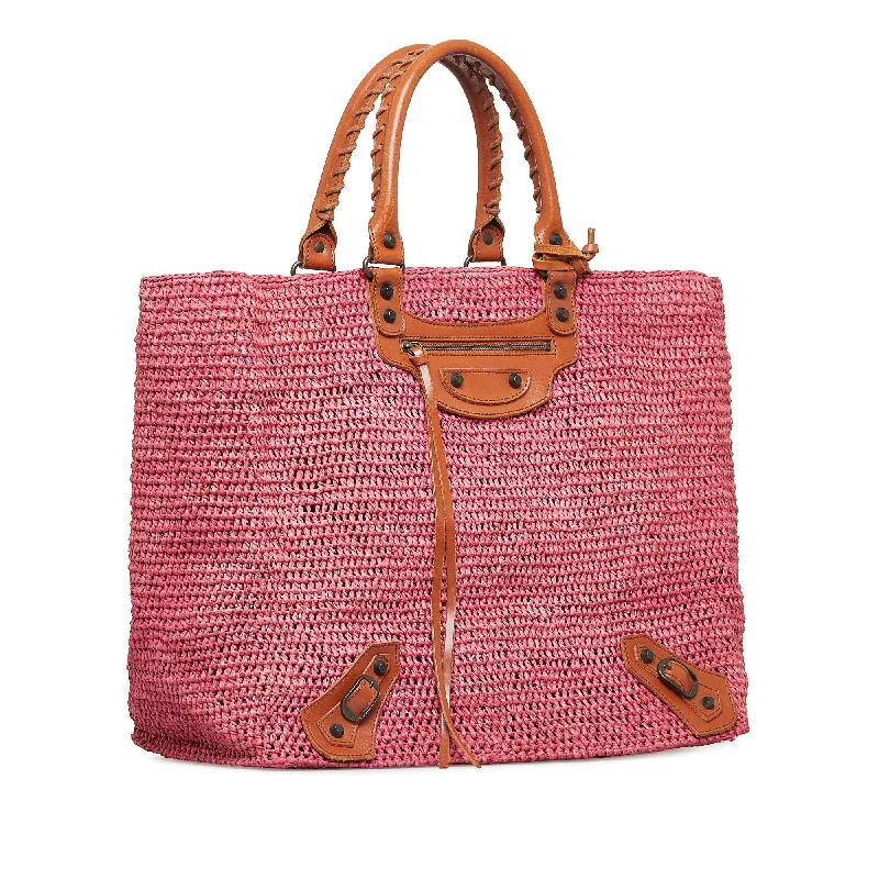 Balenciaga Motocross Classic Raffia Tote (SHG-XaZ3ub)