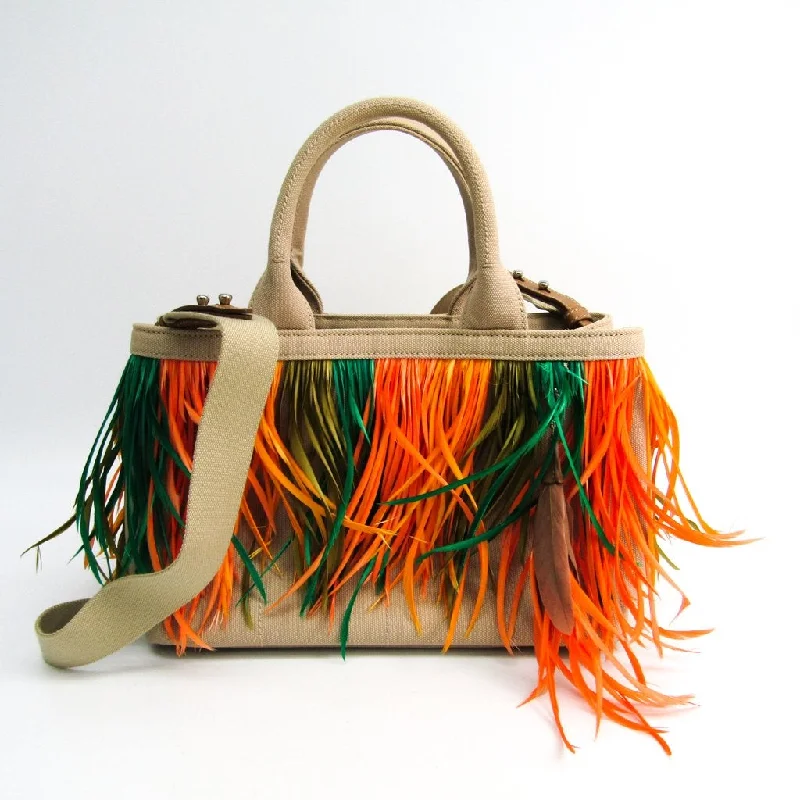 Prada Beige Canapa Feather Tote (SHA-18265)