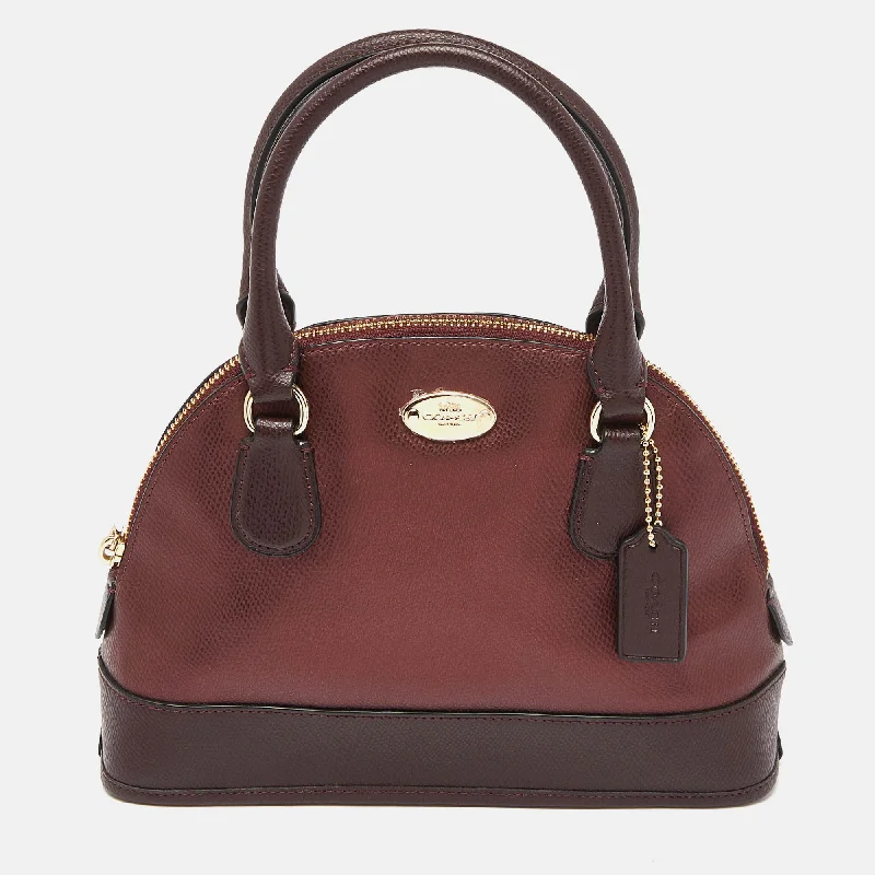 Burgundy Leather Cora Dome Satchel