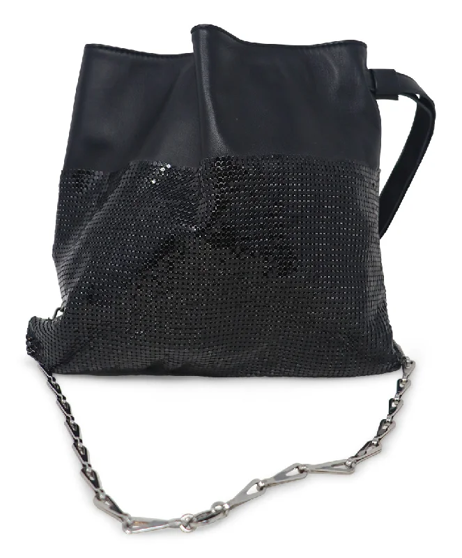 Paco Rabanne Black Leather Metallic Crossbody