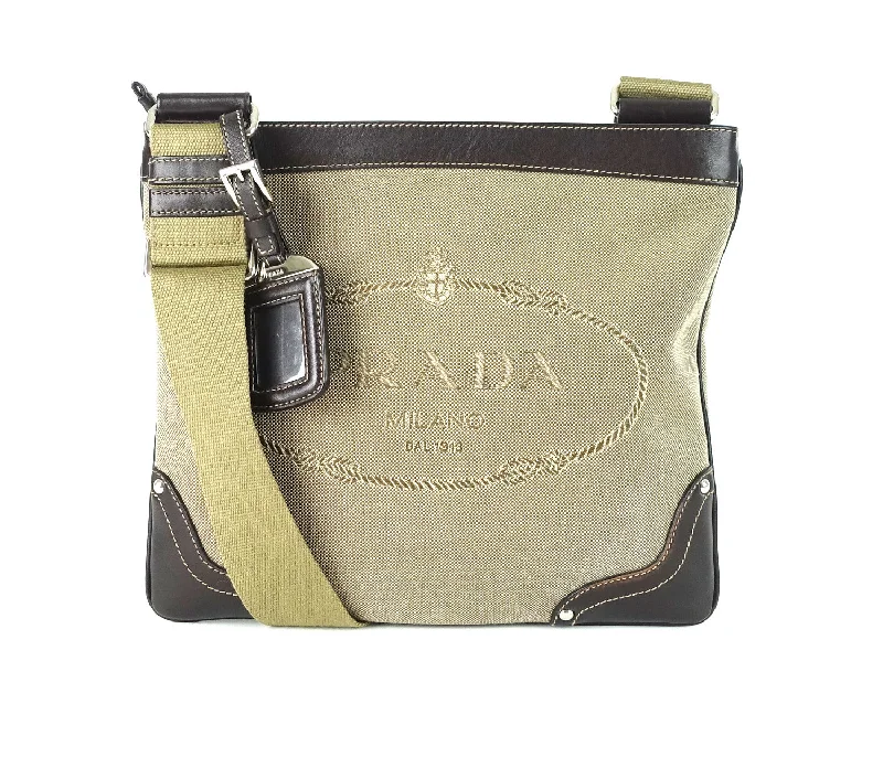 Canvas and Leather Crossbody Bag