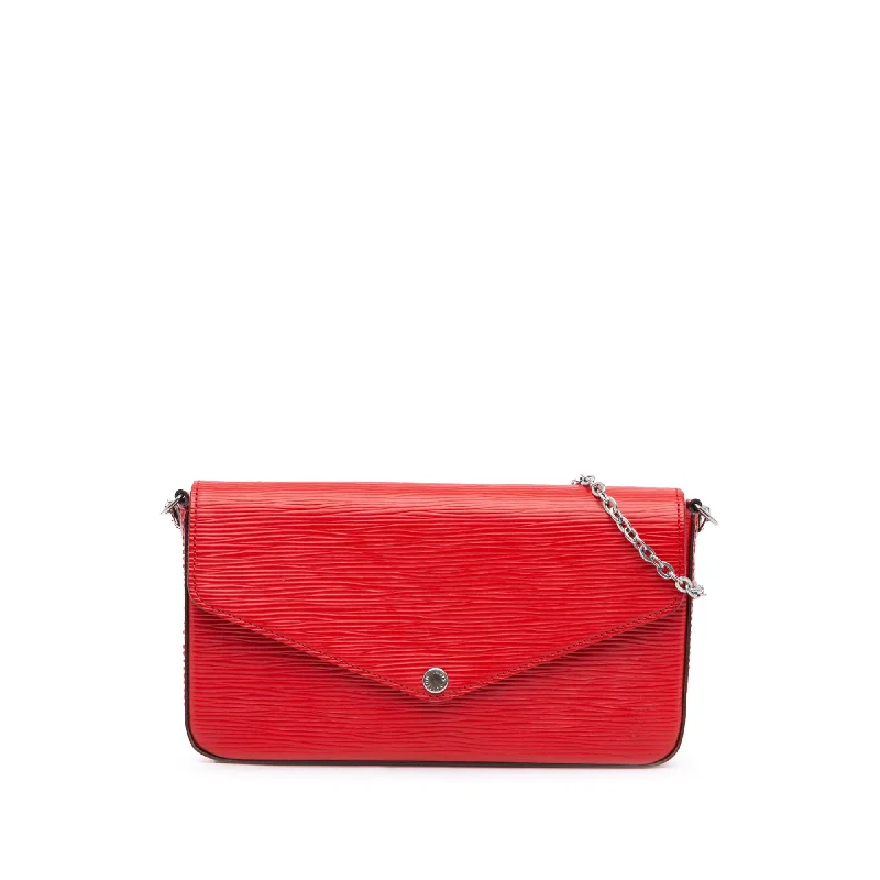 Red Louis Vuitton Epi Pochette Felicie Crossbody Bag