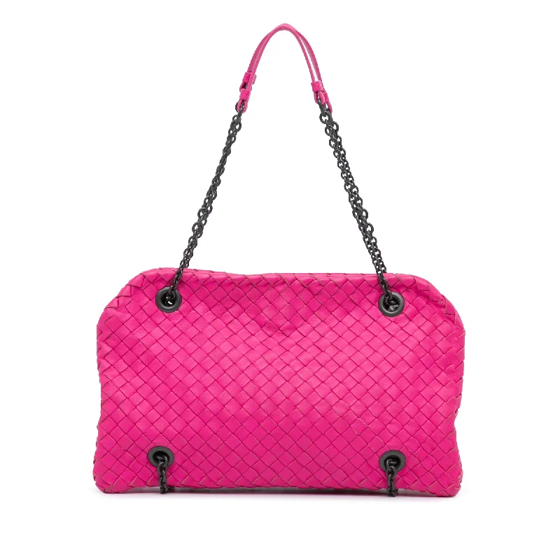 Pink Bottega Veneta Nappa Intrecciato Duo Shoulder Bag