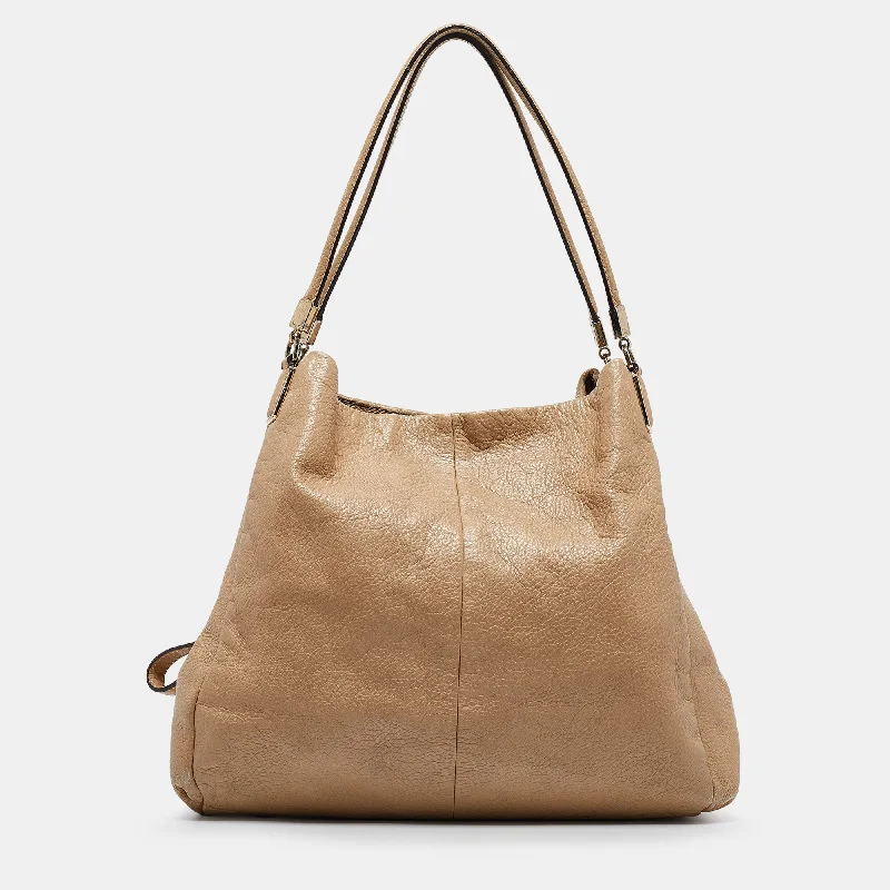 Beige Leather Phoebe Madison Shoulder Bag