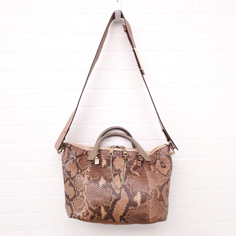 CHLOÉ BAYLEE LEATHER SNAKESKIN BAG