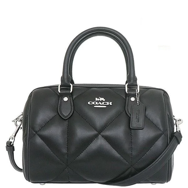 Coach Diamond Quilted Leather Rowan Satchel CJ610 Black