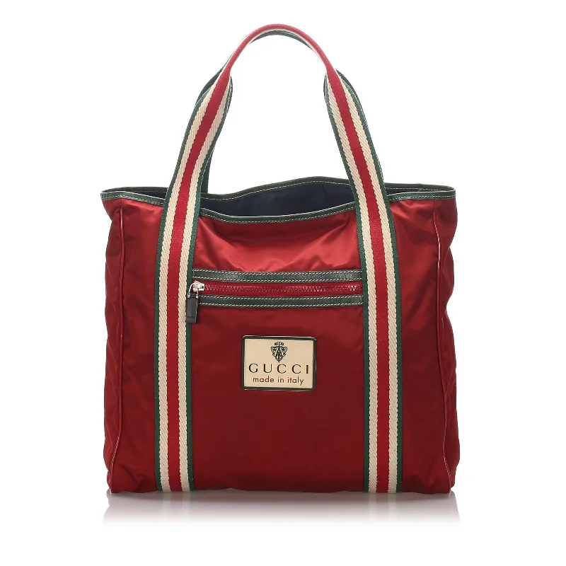 Gucci Red Nylon Fabric Tote Bag Italy