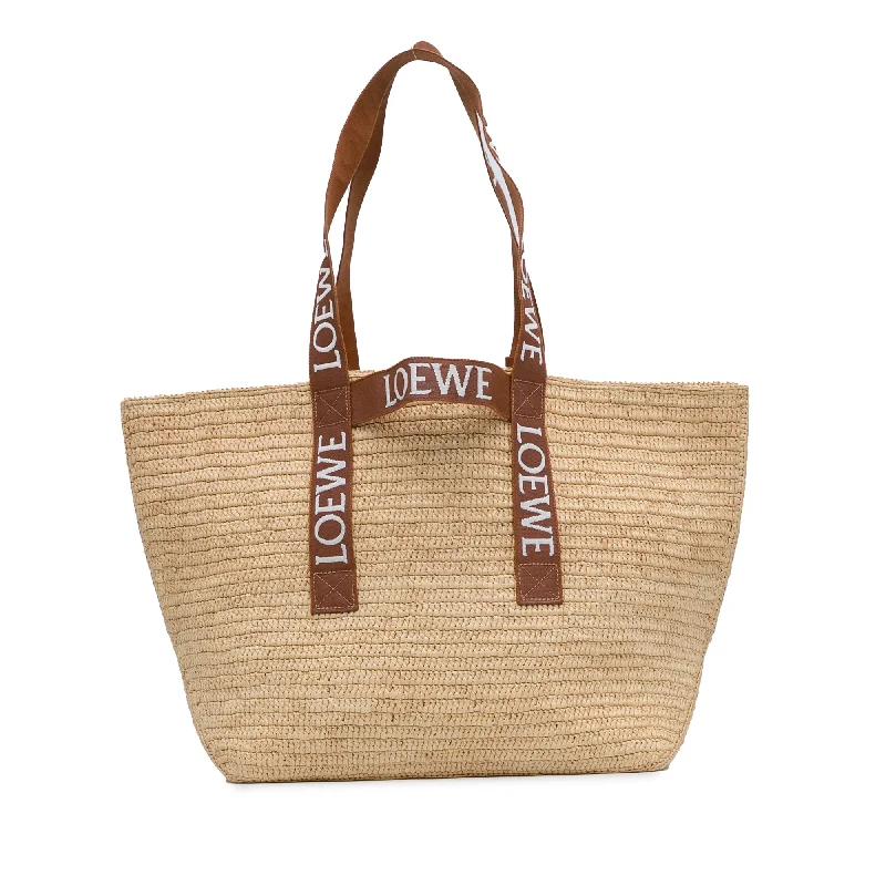 Brown LOEWE Raffia Fold Shopper Tote