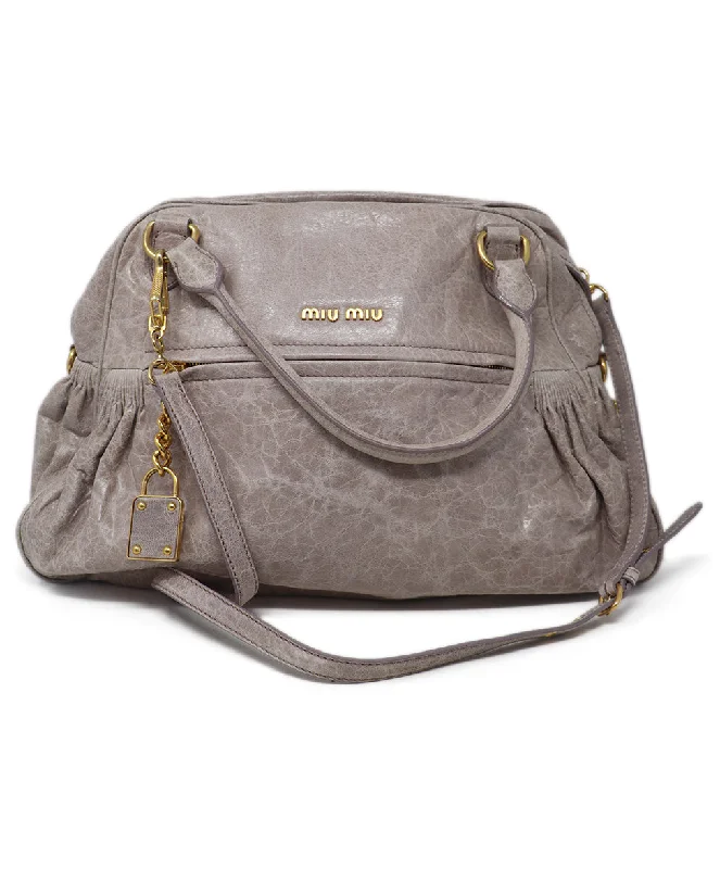 Miu Miu Neutral Leather Satchel