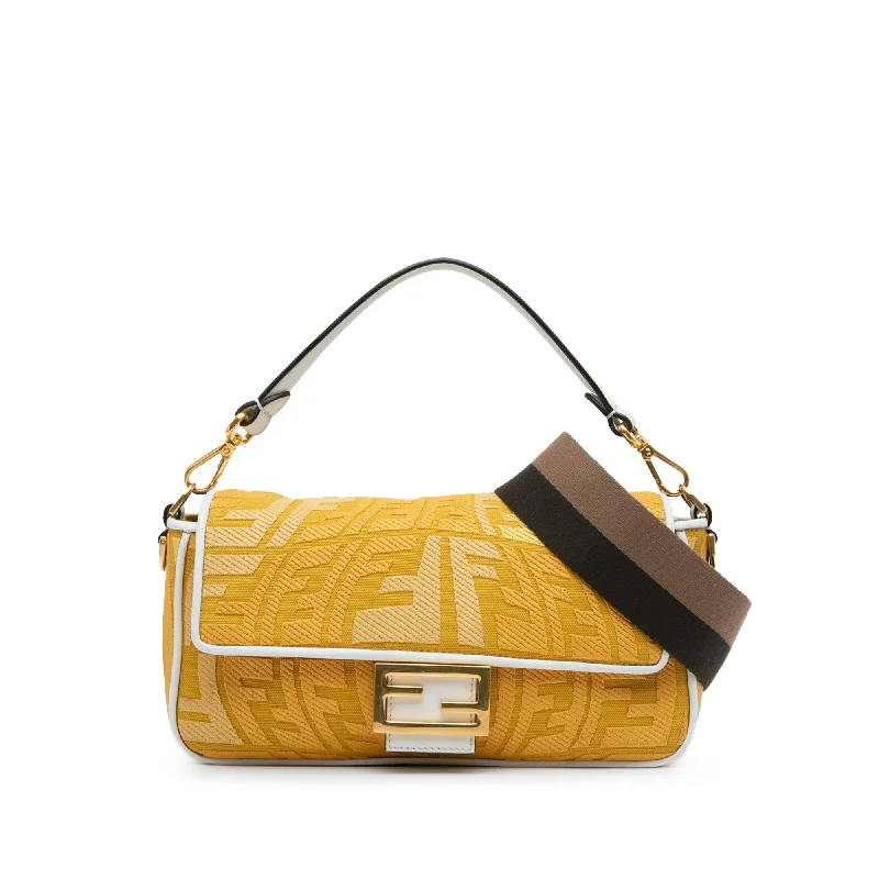 Yellow Fendi Sarah Coleman FF Canvas Fisheye  Baguette Satchel