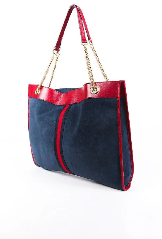 Gucci Bag Rajah Large Blue Suede Leather Tote