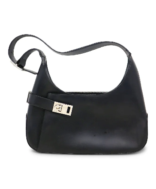 Ferragamo Black Leather Hobo Bag