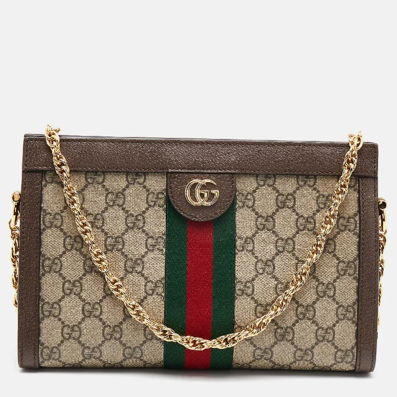 Gucci Beige/Brown GG Supreme Canvas  Ophidia Shoulder Bag