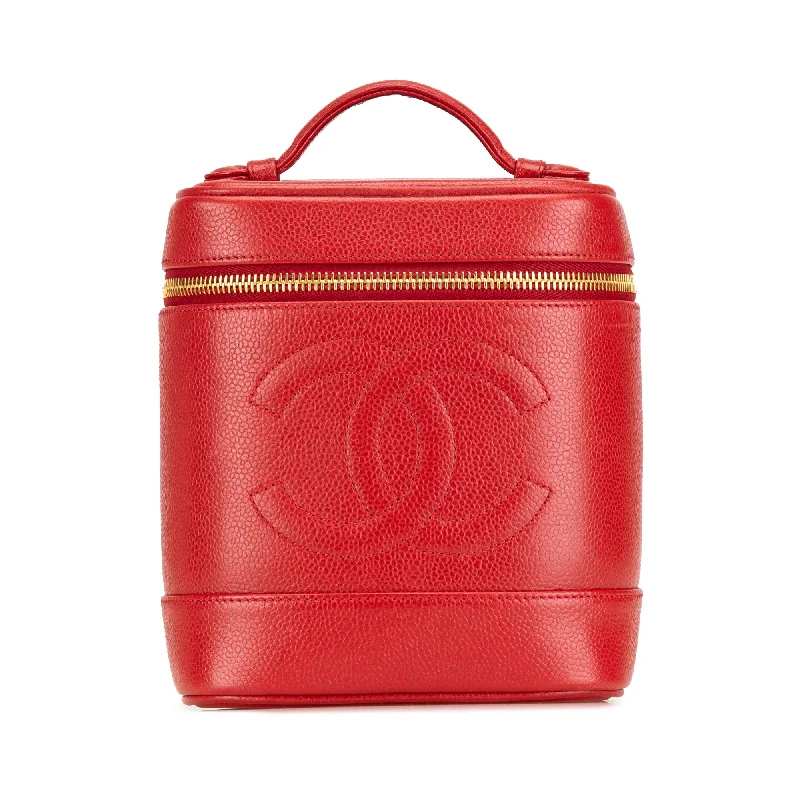 Red Chanel CC Caviar Vanity Bag