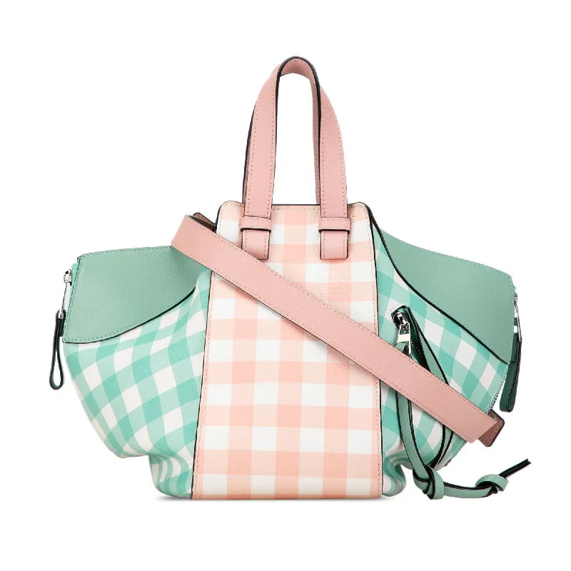 Pink LOEWE Small Hammock Gingham Satchel