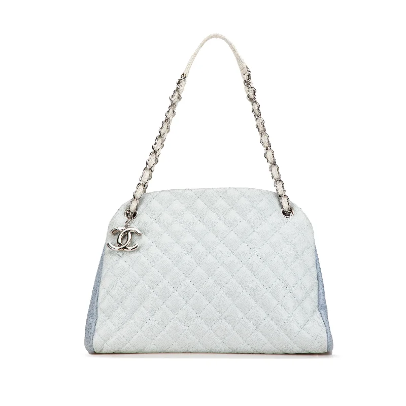 Blue Chanel Large Tricolor Caviar Just Mademoiselle Bowling Bag