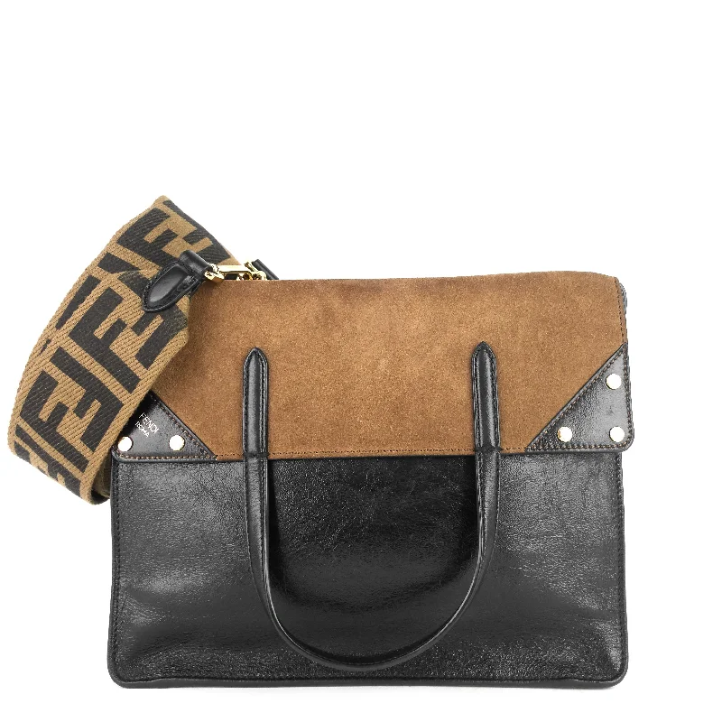 Grace Calfskin Leather and Suede Flip Tote Bag