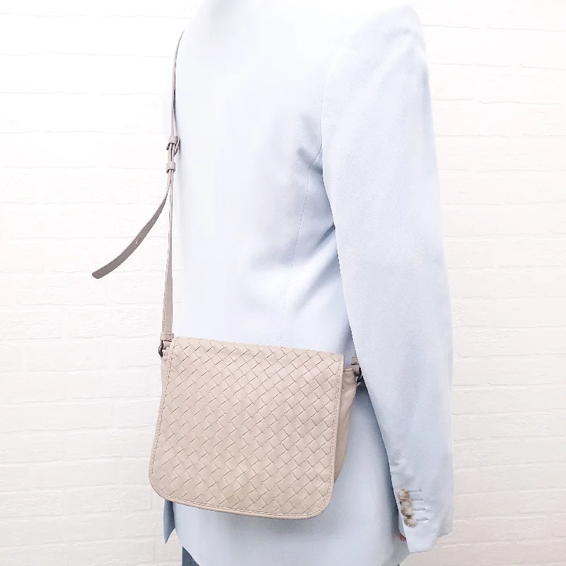 BOTTEGA VENETA BEIGE WOVEN CROSSBODY