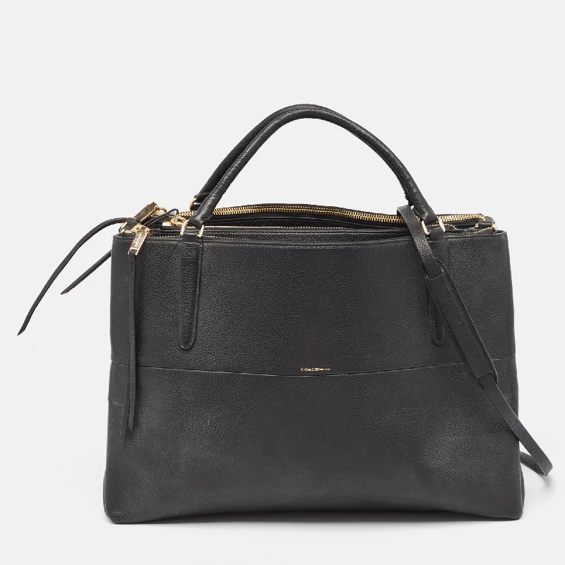 Black Leather Borough Tote