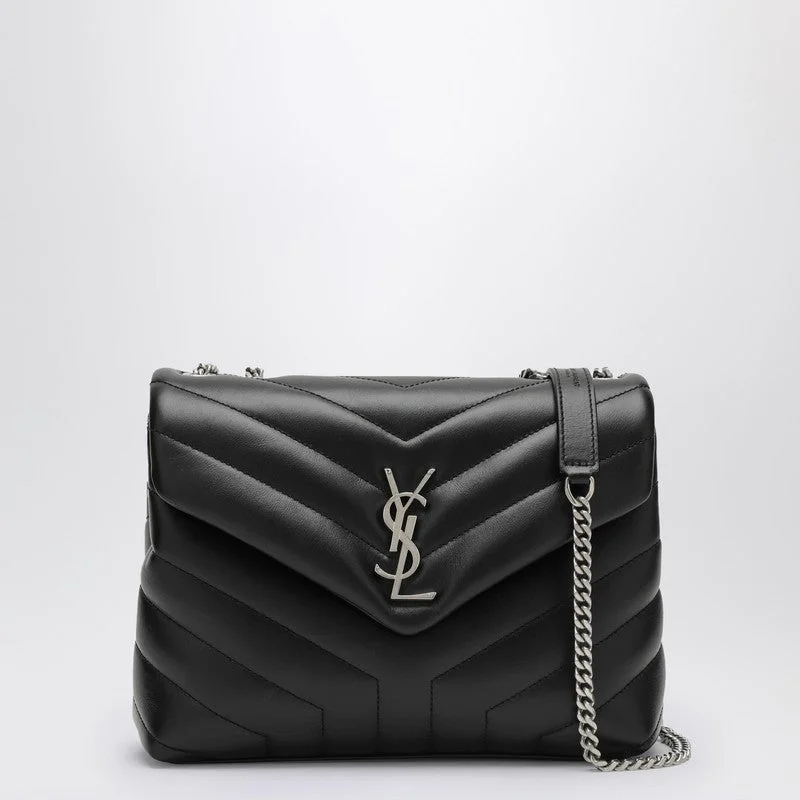 Saint Laurent Black/Silver Small Ysl Loulou Bag Women