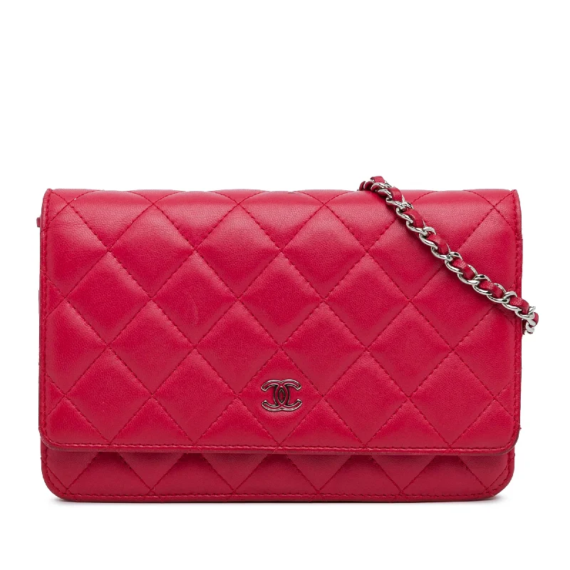 Pink Chanel Classic Lambskin Wallet on Chain Crossbody Bag