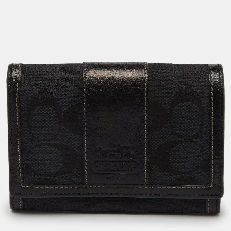 Black Signature Canvas and Leather Continental Wallet