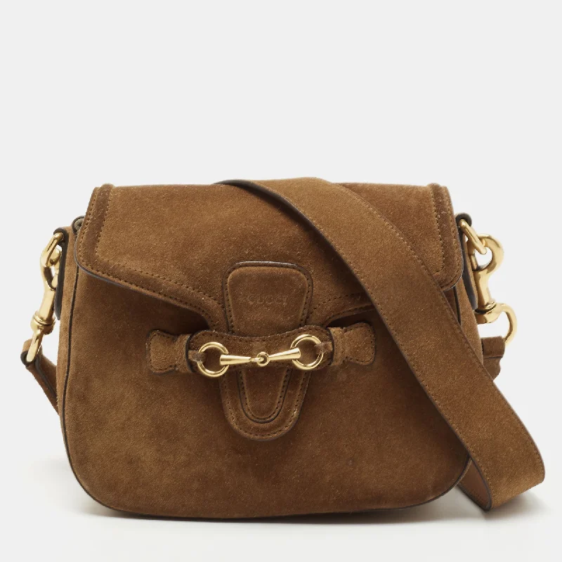 Gucci Brown Suede Horsebit Shoulder Bag