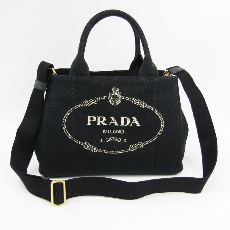 Prada Black Canvas Kanapa 2-Way Tote (SHA-12007)