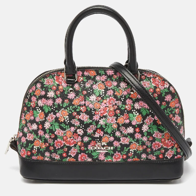 Multicolor Floral Print Coated Canvas and Leather Mini Sierra Satchel