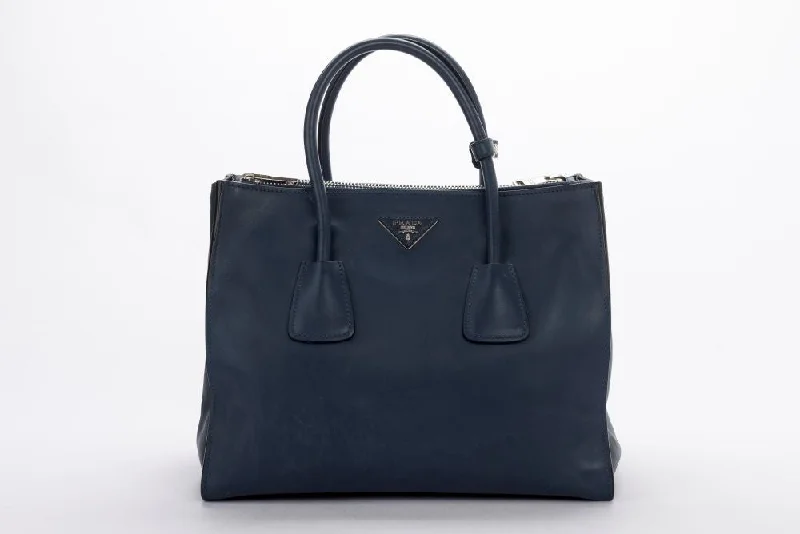 Prada BN2762 Blue Smooth Calf Leather 2 Way Use Bag, with Card, Strap & Dust Cover