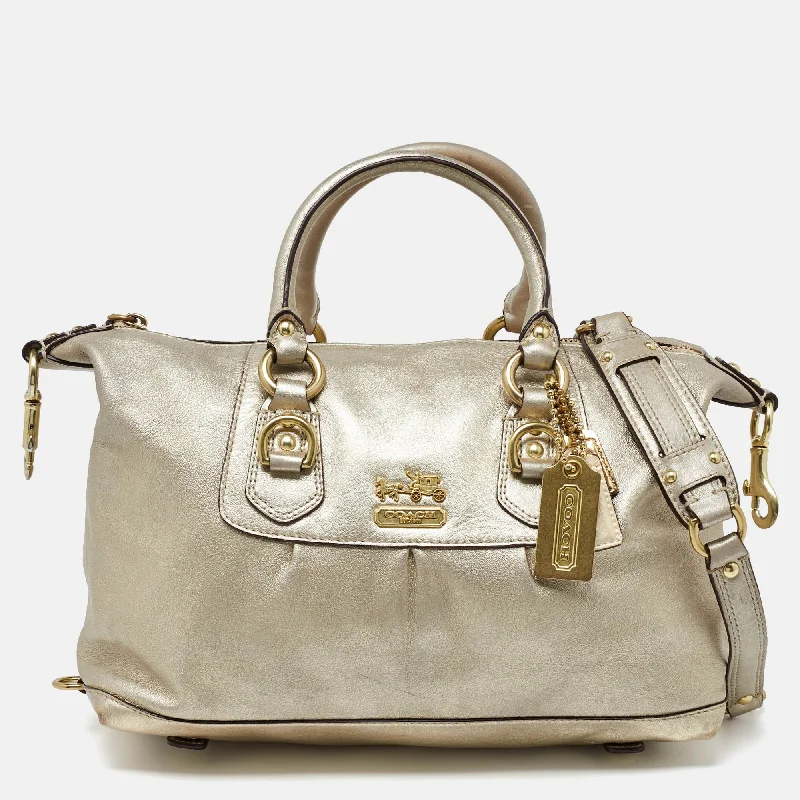 Gold Metallic Leather Madison Sabrina Satchel