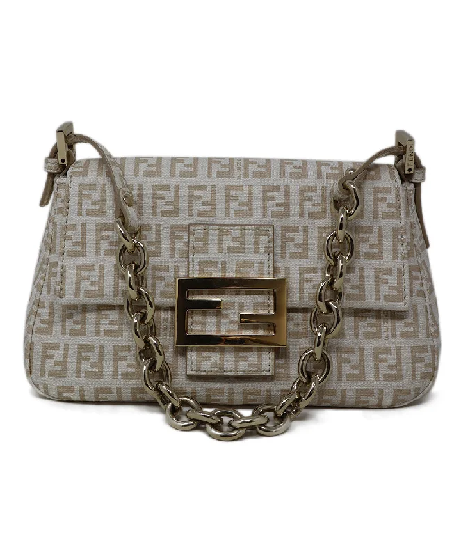 Fendi Neutral Monogram Print Shoulder Bag