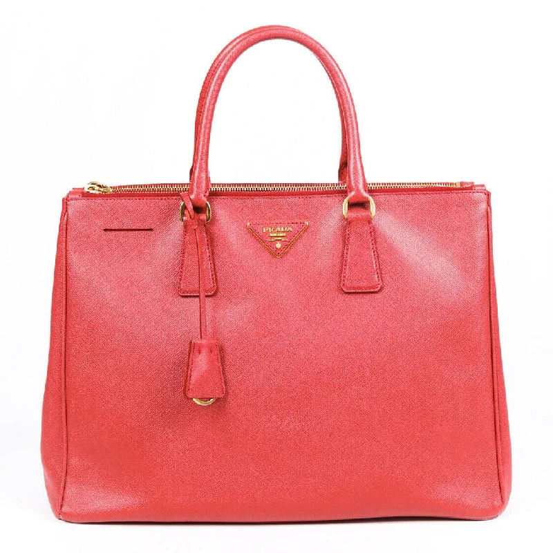 Prada Bag Lux Double Zip Galleria Large Red Leather Tote