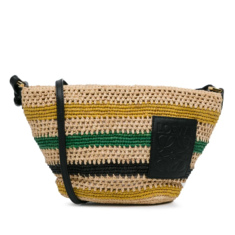 Brown LOEWE Raffia Basket Crossbody Bag