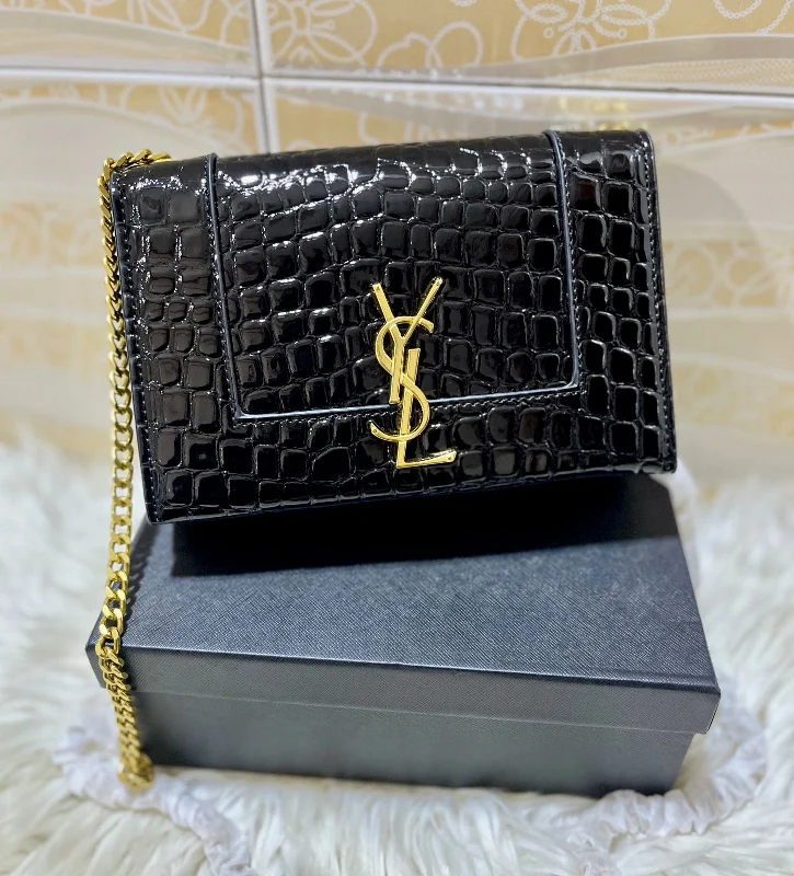 Saint Laurent Kate Small YSL Crossbody Bag (Black 1)