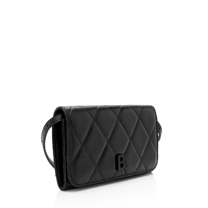 Balenciaga Quilted Calfskin B Phone Holder Crossbody Bag (SHF-wF8OTg)