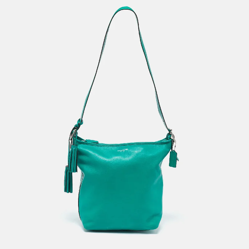 Green Leather Legacy Tassel Bucket Bag