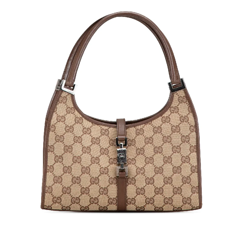 Brown Gucci GG Canvas Jackie Bardot Shoulder Bag