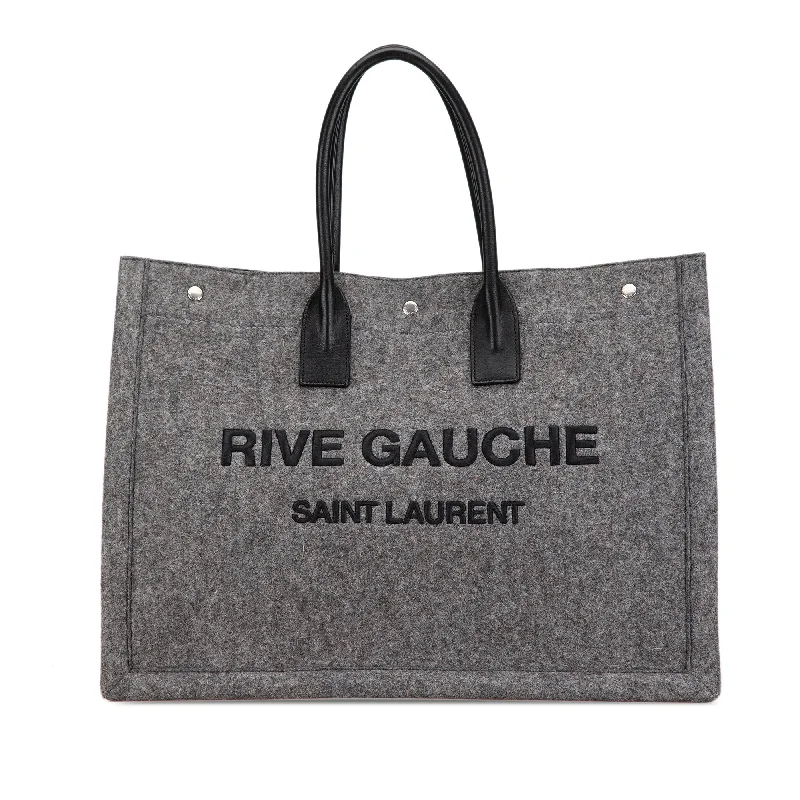 Gray Saint Laurent Large Wool Rive Gauche Tote